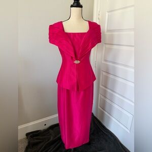 Alex Evenings Vintage Magenta Dress and Jacket Set